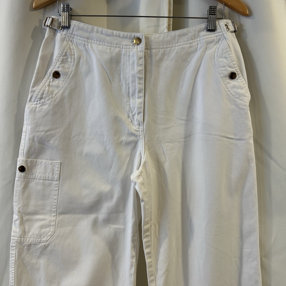 Lauren Ralph Lauren Capri Crop Pants‎ Size 8 White Cotton Cargo Pockets - Picture 2 of 6